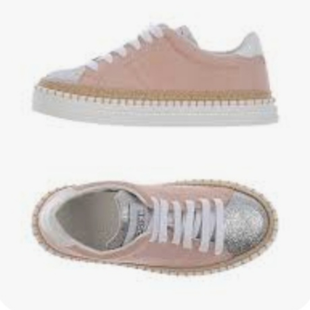 Girl's Hogan Rebel Leather Pink Sneakers, size 1.5Y US (8") Youth, 33 European